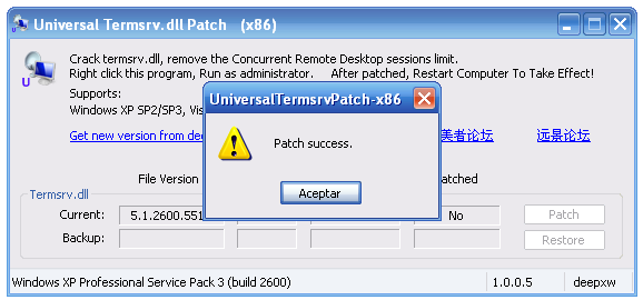 download universal termsrv dll patch